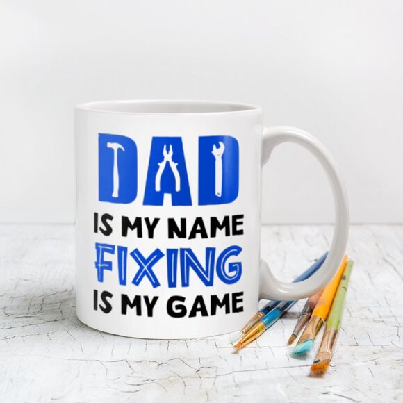Funny Gift Mug for Dad | "Fixing is My Game" | White Ceramic 11 oz - Picture 4 of 4